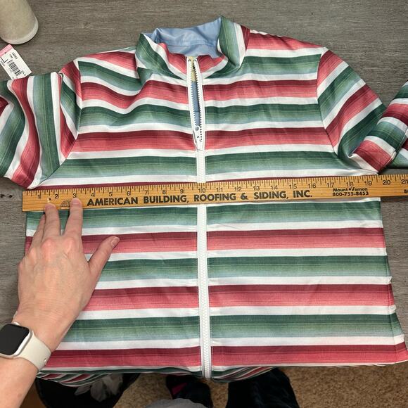 Byrdie Golf Social Wear Long Striped Full Zip Jacket Small - Picture 8 of 9